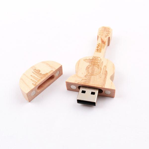 15MB/S 32GB 128GB Wooden Flash Drive Guitar Shape Memory I Fast Speed