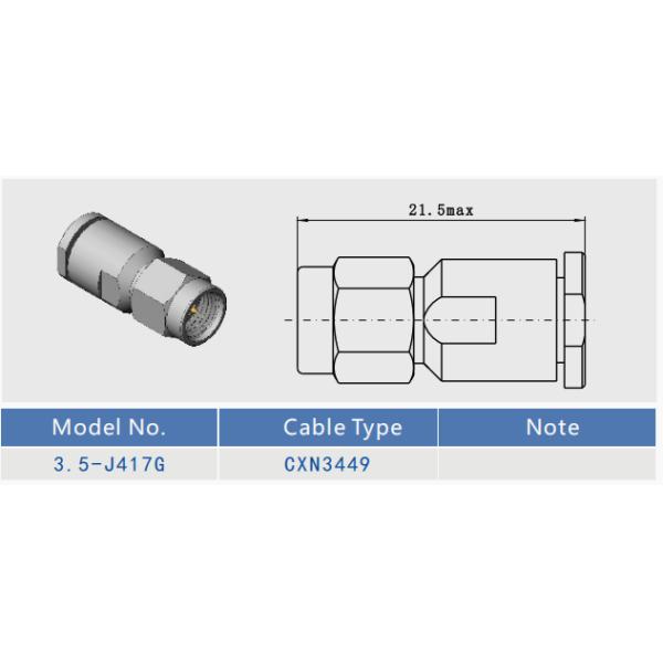 Stainless Steel 3.5 Mmw Millimeter Wave Connector Male Plug For Cable CNX3506, MF108A Frequency Reach Up To 33GHz - Alternative To Higher Frequency