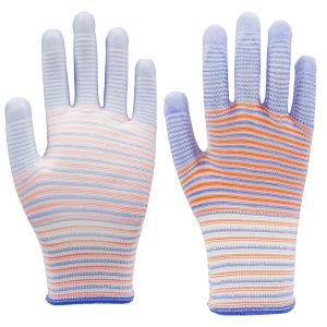 13 Gauge Polyester PU Palm Coated Gloves with Zebra Design