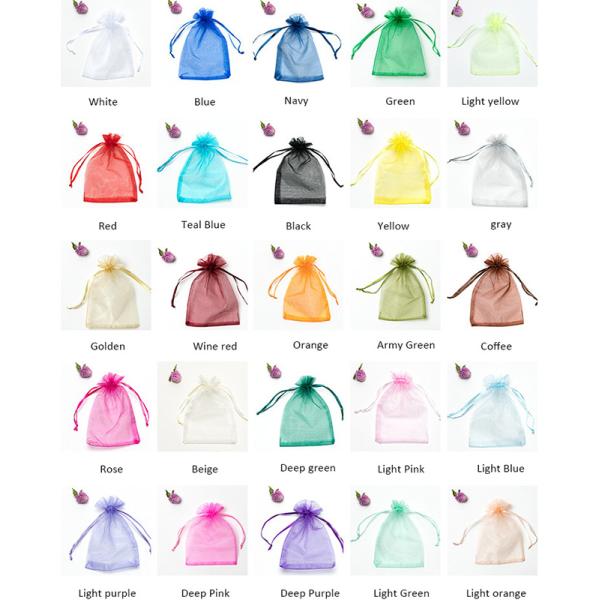 CMYK Organza Drawstring Gift Bags Gravure Offset Print , Ribbon Organza Bag Pouch