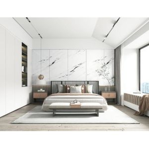 White Polished Glazed Porcelain Tile 900x1800mm Indoor Floor