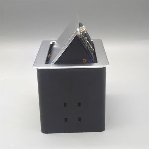 Aluminum alloy tabletop hydraulic pop up power socket with network ports