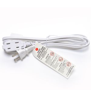 White ETL Standard 2 Pin Plug With 18 AWG Cable Nema 1-15p to 1-15r Male to