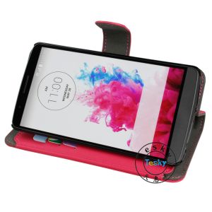 Protective PU leather wallet case for LG G3 with mirror