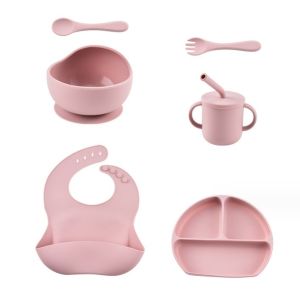 Children Dining Plate Tableware Suction Cup Feeding Set Food Grade Silicone Bowl