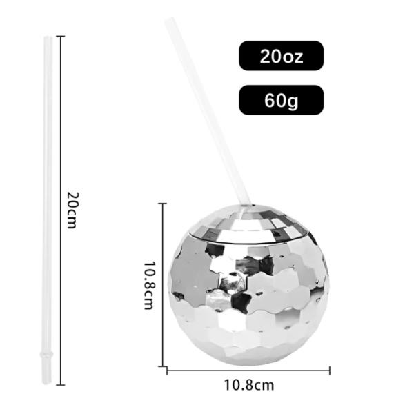 600ml Unique Disco Ball Cups Electroplated Flash Spherical Double Wall Plastic Cups