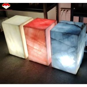 Modern Translucent Crystal Pink Onyx Slab Stone Lamps for Backlit Wall