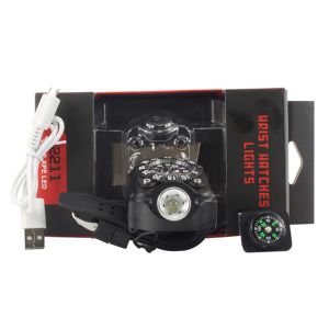 Micro USB Rechargeable CREE LED Torch Wrist Watch Flashlight for Outdoor Sports