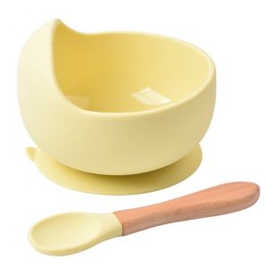 2-Pack Silicone Baby Feeding Set Suction Bowl and Spoon Dinnerware Supplies for