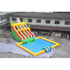 Durable Big Superman Air Inflatable Aqua Park With Slide For Amusement