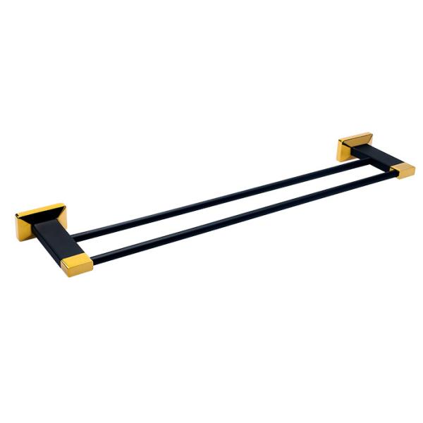 Quality Solid Brass Bathroom Accessory Double Bathroom Towel Bar With Gold Plated wholesale