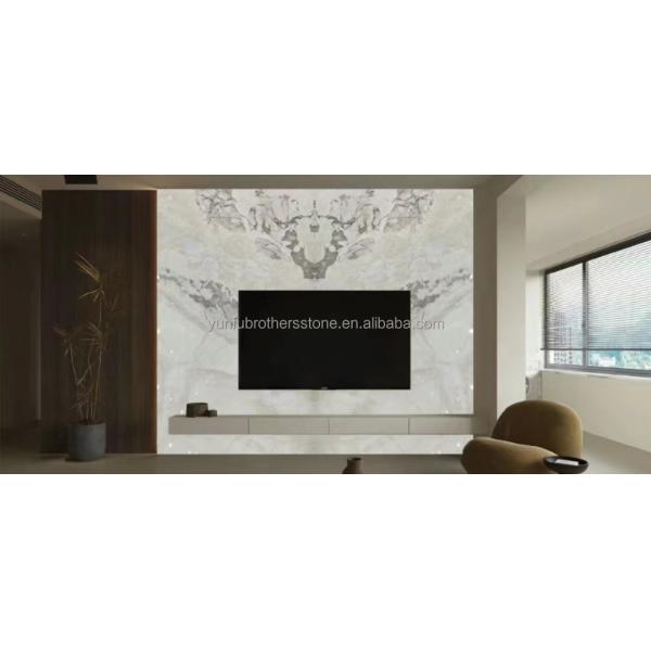 Polished Milk White Alabaster Marble Big Slab for Living Room and Dining Table Flooring