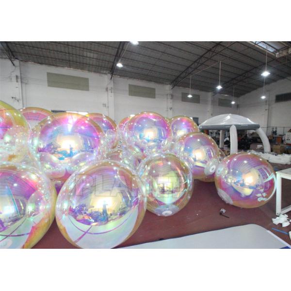 Giant PVC Silver Rainbow Hanging Reflective Decoration Mirror Sphere Ball Inflatable Mirror Balloon