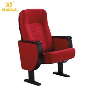 Walnut Wood Colour Metal Legs Lecture Hall Seating With Back Folding Writing Pad