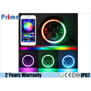 New 7 Inch Jeep Headlights Running RGB Halo with Amber Signal Bluetooth Remote