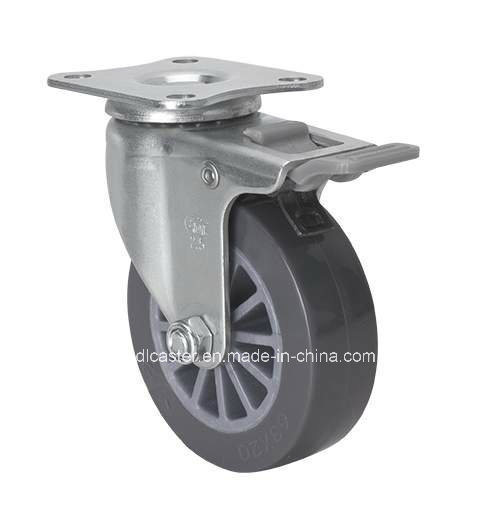 2mm Thickness PU Wheel Edl Mini 35kg Plate Brake Caster 2622-73 for Heavy Load