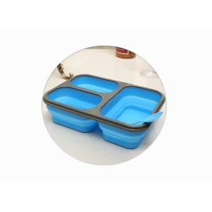 3 Grid Collapsible Silicone Food Storage Containers Leak Proof Silicone Folding