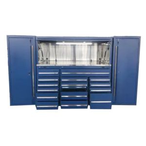 China Garage Workshop Brown 96 Inch 16 Drawer Rolling Tool Cabinet with Side Locker and Hutch on sale