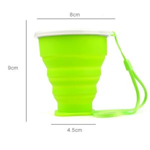 Cheap Outdoor Travel Silicone Foldable Cup / Silicone Collapsible Cup With Lid Folding Size 3*8 Cm for sale