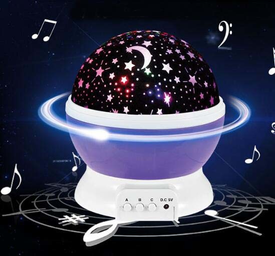 Romantic Room LED USB Rotating Star Projector Sky Night Lamp With Music