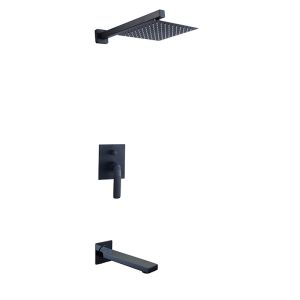 Cheap Single lever concealed in-wall bath or shower mixer with diverter rainshower handshower bath matt black brass tap faucet for sale