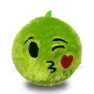 Unisex Fuzz Happy And Ugly Faces Plush Toy Ball Inflatable Bouncing Fabric Pvc