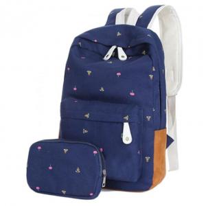 Cheap ODM Leaf Printing Canvas School Bag For Teenagers Girls for sale