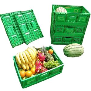 Collapsible Stackable Plastic Fruit Crates Foldable and Internal Size 570*370