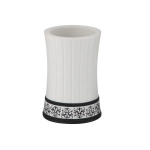 S Waist Shape Polyresin Bathroom Set With White Band White Soap Dish 14 X 10.1 X