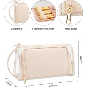 Transparent Cosmetic Case Travel Makeup Zipper Pouch Toiletry Bag with Handle
