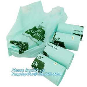 Cornstarch Garbage Biodegradable Kitchen Bin Liner Compostable Flat Trash Bag On