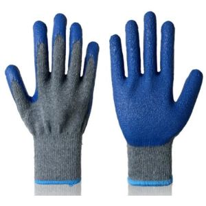 China Grey Cotton Knit Latex Palm Gloves Heavy Duty Latex Work Gloves Customized on sale