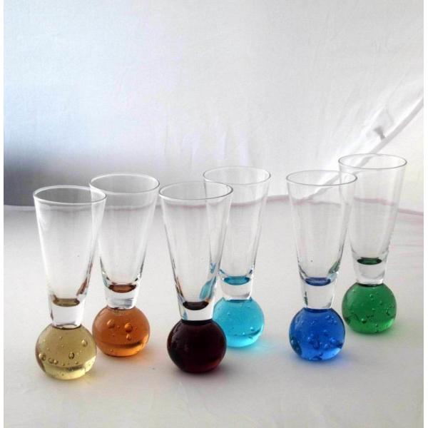 Quality Hand Made 6 Color Ball Bottom Unique Shot Glass Set wholesale
