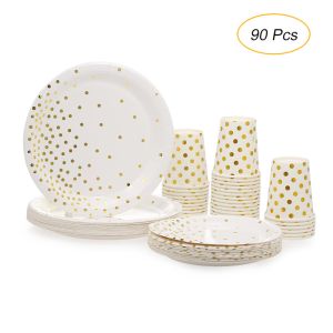 China FDA 90 Pcs Disposable Dishware With Dinner Plate Beverage Cup on sale