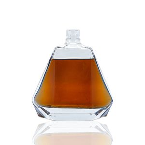 China Transparent Custom Size Accepted 500ml 700ml 750ml Liquor Glass Bottle With Cork Lid on sale