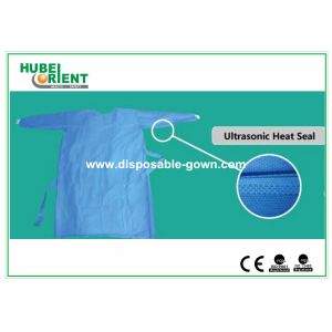 China Hospital Level3 Disposable SMS Surgical Gown Dark Blue With Knitted Wrist on sale