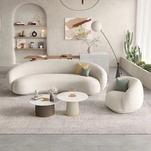 Fabric Upholstered MOYI C Shape Recliner Velvet Sectional Sofa Set Modern Luxury