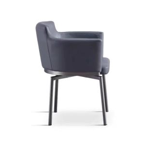 Functional Swivel Leather Dining Chair 560mm Width Upholstered Rolling