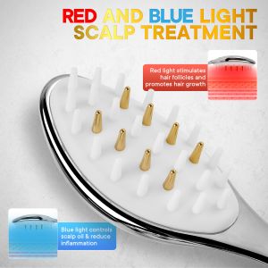 1.8W LED Light Therapy Comb EMS Vibration Hair Brush With Removable Comb