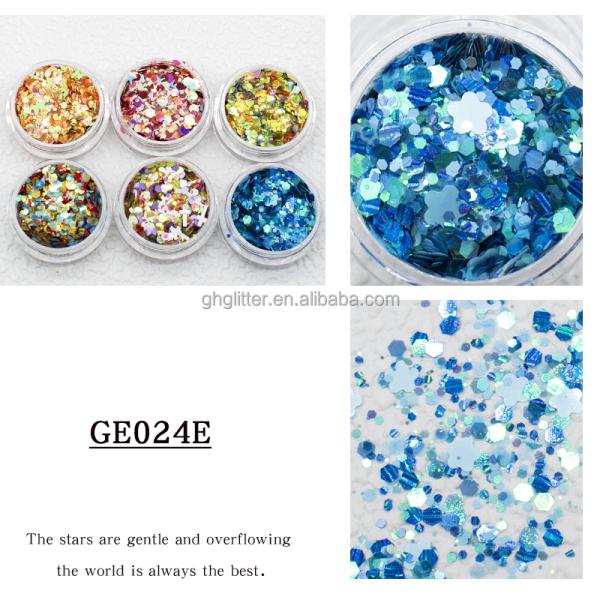 Mixed Hexagonal Butterfly Multicoloured Glitter Paillette Chunky Tumbler Decoration