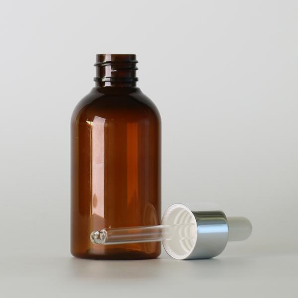 70ml Oil Pet Plastic Bottles Amber Color Refillable With Liquid Dropper Cap