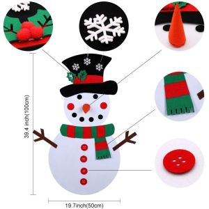China Harmless 100*50cm Felt Christmas Snowman Ornaments For Wall / Window on sale