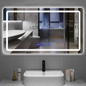 5mm Square Rectangle LED Bathroom Mirrors 3 Colors Wall Mounted Type