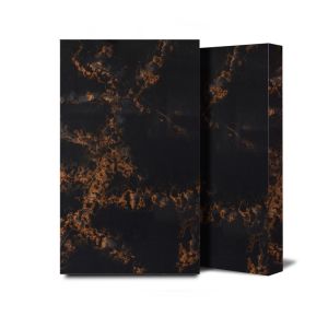 Kitchen Coutertop Black Artificial Quartz Stone Slab With Golden Pattern