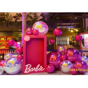 1.2m 4ft Pink And Iridescent PVC Mirror Balloons For Gallery Opening Art