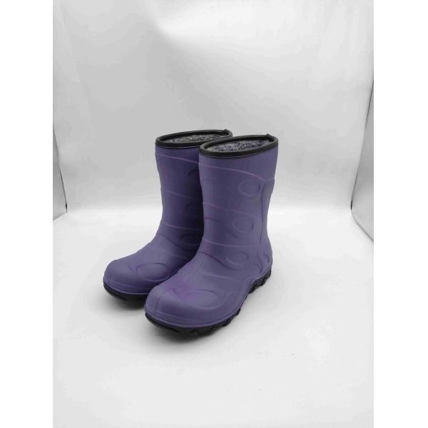 Anti Slip Waterproof TPR Kids Rain Boots Warm Lining Childrens Mud Boots