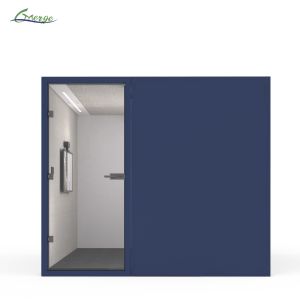 Adjustable Desk Soundproof Phone Booths for Offices Sliding Door Type White