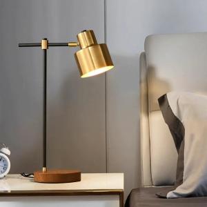 China Modern Wooden Base Gold Touch Table Lamp With Wireless Charging on sale
