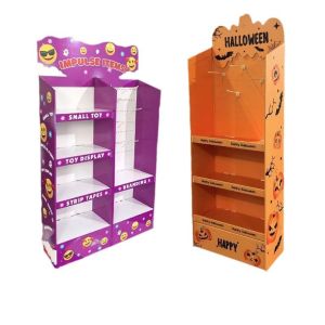 Supermarket Paper Shelf Hook Floor Display Rack Cosmetics Paper Display Rack