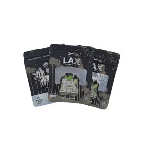 Cheap Black Standing Mylar weed Bags Three Side Seal With Open Window for sale